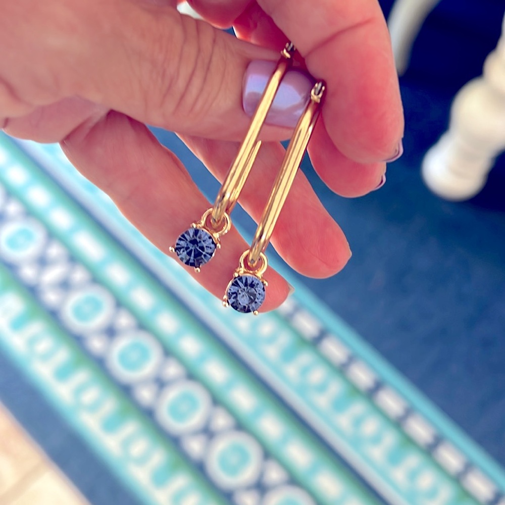 Gold Hoop earrings with FIVE sets of interchangeable gemstone charms